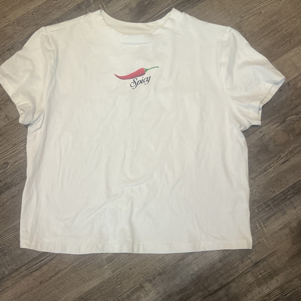 NoBo No Boundaries White Chili Pepper Spicy Tee Shirt Top Medium